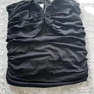 Elegant Black Ruched Women's Blouse